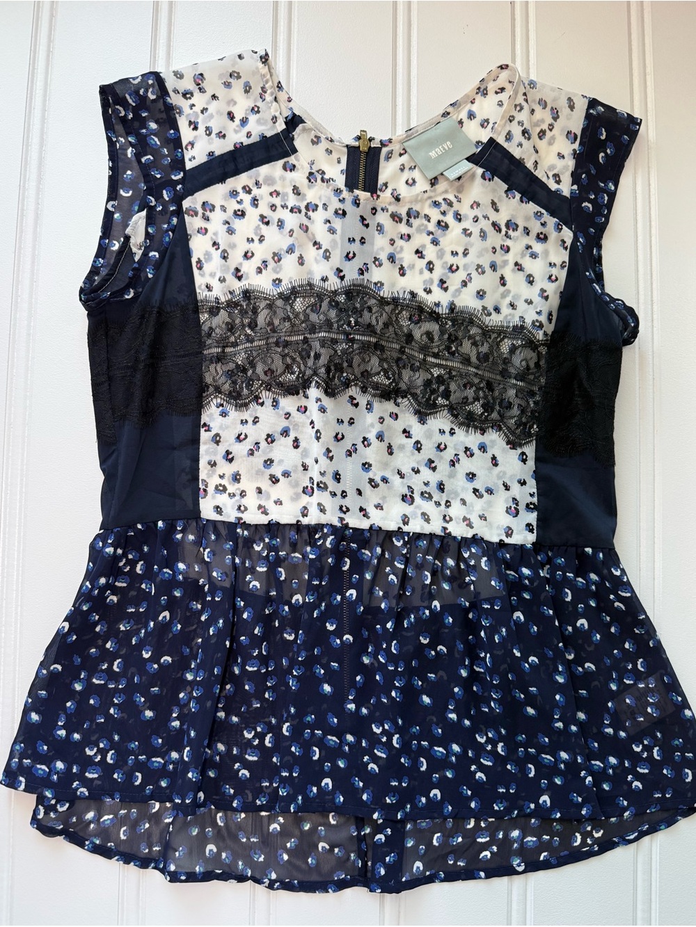 Maeve Anthropologie Top Lace Floral Print Sleeveless Blouse Tank XS